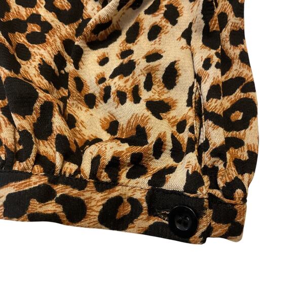 Twenty One Leopard Print Top Ruffle Size S Accent Tie Neck Elastic Waist Spring - Picture 9 of 15